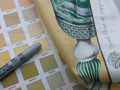 Scalamandre Hand Print Cristalli Yellow Crystal Cut Glasses Bty MSRP USD 164/Y