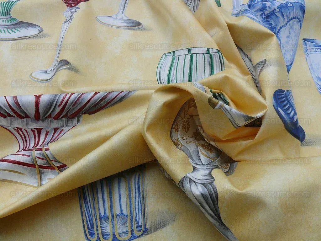 Scalamandre Hand Print Cristalli Yellow Crystal Cut Glasses Bty MSRP USD 164/Y