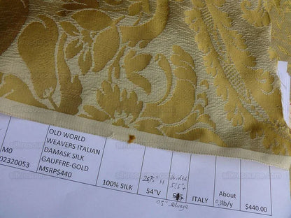 7.75y Scalamandre Italian Damask Silk Gauffre-gold MSRP USD 440/Y
