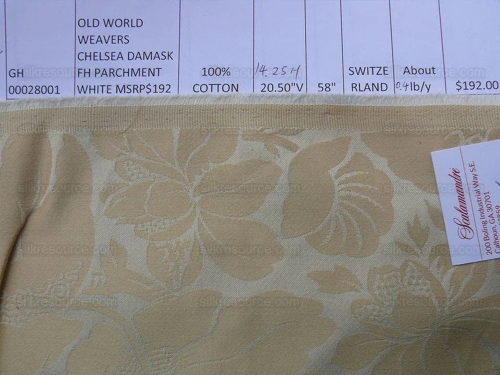 by yard Scalamandre Chelsea Damask Fh Parchment White MSRP USD 192/y