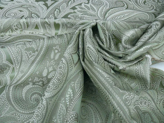 By Yard Scalamandre Villa Rizzardi- Jade Green Paisley Thick Silk Damask MSRP USD 276Y