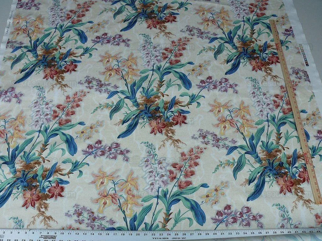 By yard Scalamandre Bouquet Marlyn Park Fh Multi/beige Cotton MSRP USD 188/y