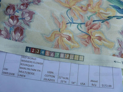 By yard Scalamandre Bouquet Marlyn Park Fh Multi/beige Cotton MSRP USD 188/y