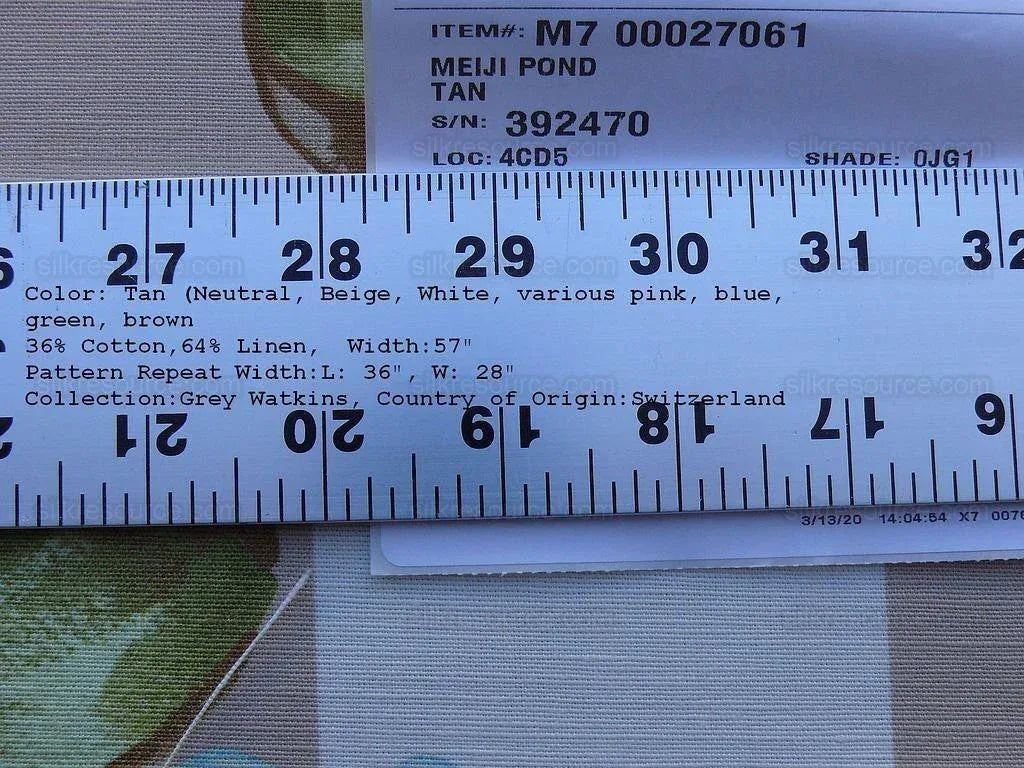 By yard Scalamandre Meiji Pond Tan Beige Lotus Water Lily Linen Print MSRP USD312/yard