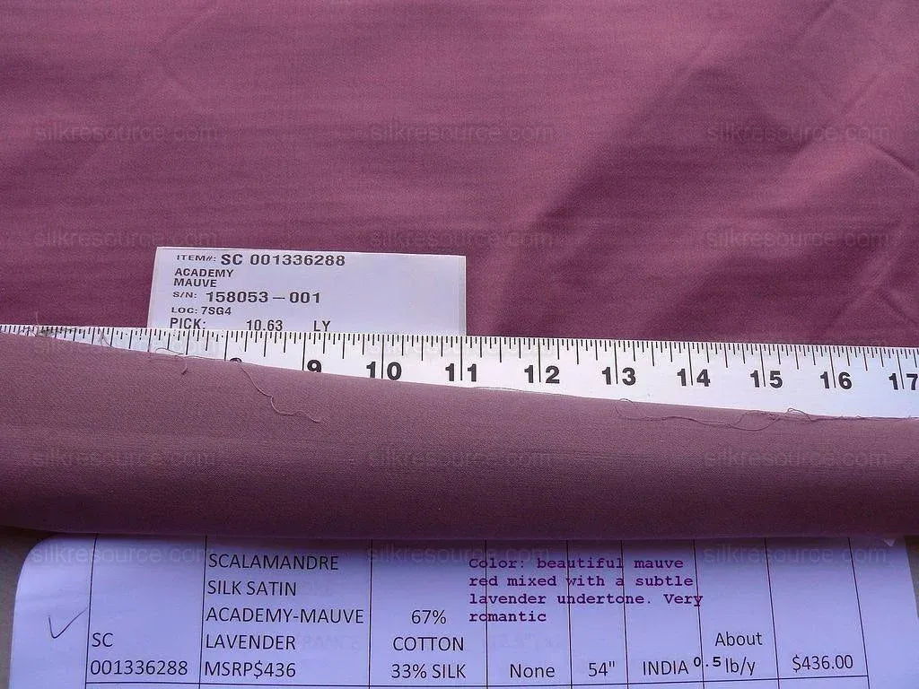 By Yard Scalamandre Thick Silk Satin Academy mauve Red Lavender MSRP USD 436/Y