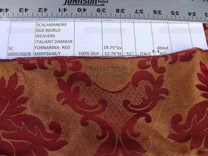 By Yard Scalamandre Italian Damask Fornarina Red MSRP USD 648/Y