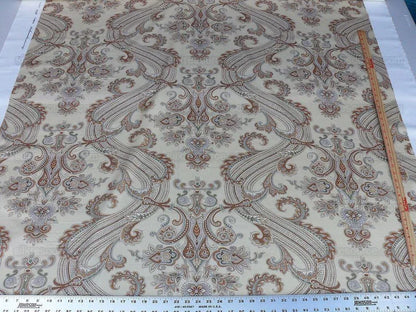 By Yard Scalamandre Hudson Neutral Beige Paisley Printed Cotton Sateen Belle Jardin Collection Fr France MSRP USD 216/y