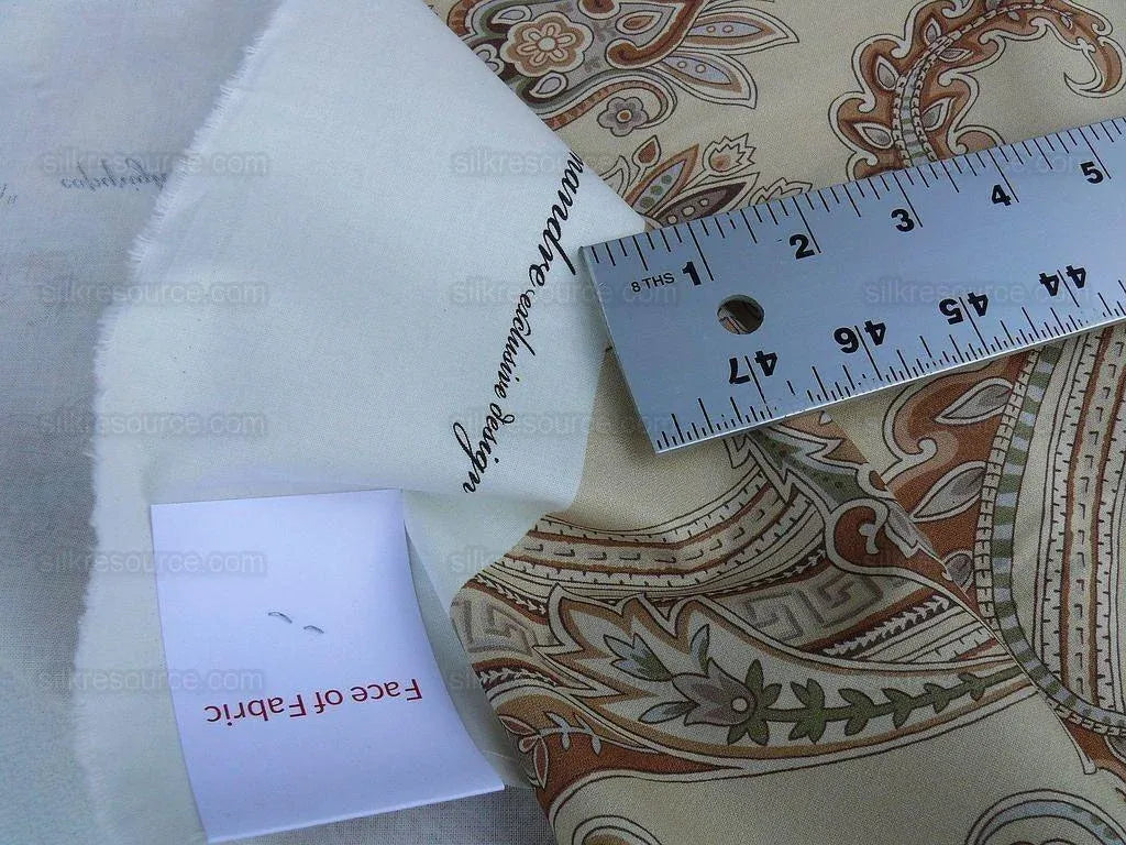By Yard Scalamandre Hudson Neutral Beige Paisley Printed Cotton Sateen Belle Jardin Collection Fr France MSRP USD 216/y