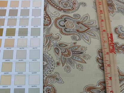 By Yard Scalamandre Hudson Neutral Beige Paisley Printed Cotton Sateen Belle Jardin Collection Fr France MSRP USD 216/y