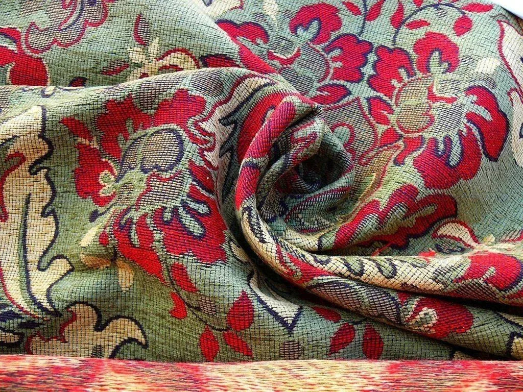 7.38y Scalamandre Novaro Multi Green Wool Medallion MSRP USD 596/Y