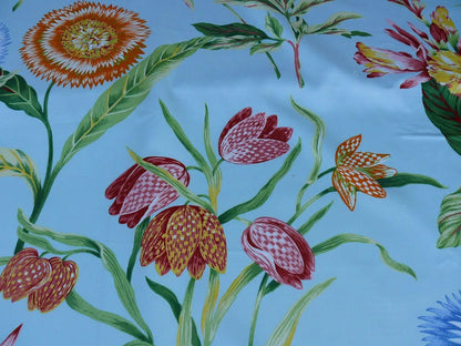 21.5YDS EDGARTOWN BLUE SCALAMANDRE TULIP PRINT COTTON MSRP$2838