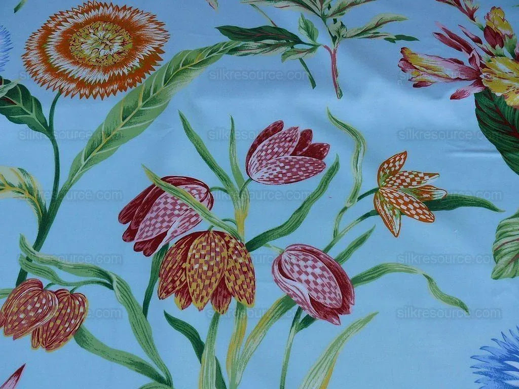 By Yd Edgartown Blue Scalamandre Tulip Peony Sunflower Print Cotton MSRP USD 132/y