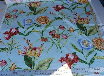 By Yd Edgartown Blue Scalamandre Tulip Peony Sunflower Print Cotton MSRP USD 132/y