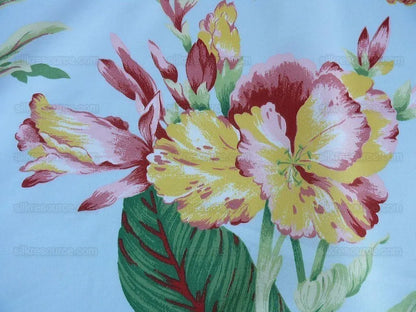 By Yd Edgartown Blue Scalamandre Tulip Peony Sunflower Print Cotton MSRP USD 132/y