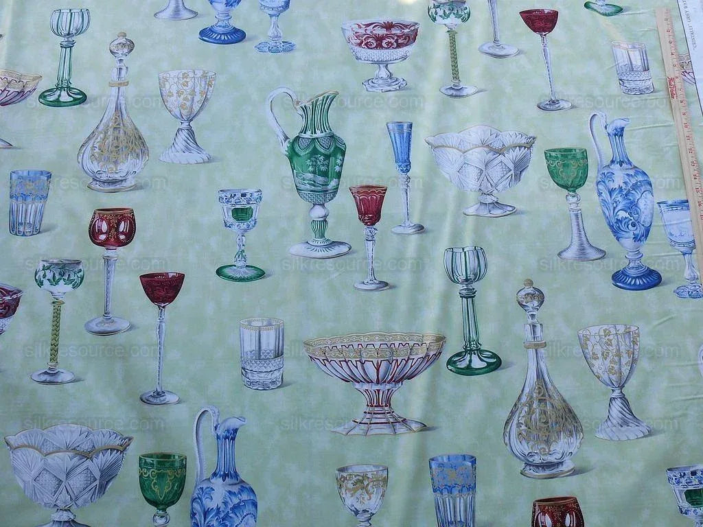 By yard Scalamandre Hand Print Cristalli Gw-green Glass MSRP USD 164/y