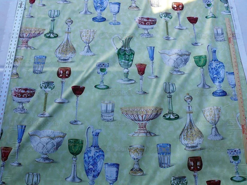 By yard Scalamandre Hand Print Cristalli Gw-green Glass MSRP USD 164/y