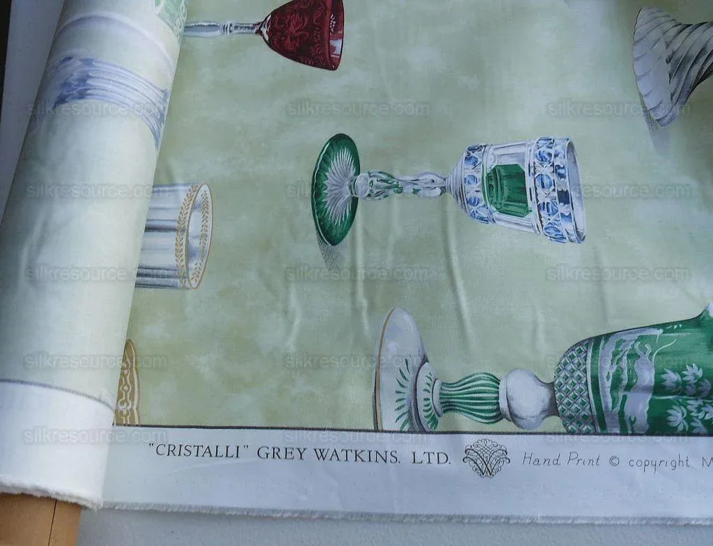 By yard Scalamandre Hand Print Cristalli Gw-green Glass MSRP USD 164/y