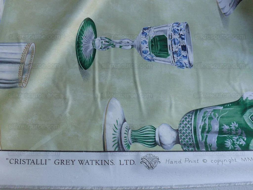 By yard Scalamandre Hand Print Cristalli Gw-green Glass MSRP USD 164/y