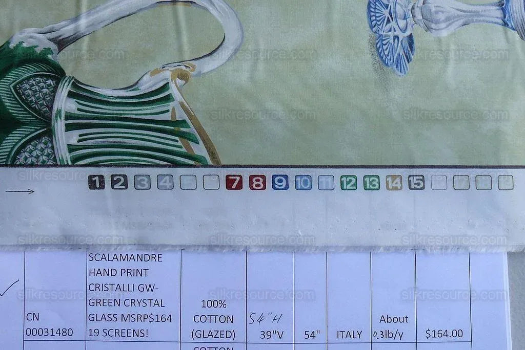 By yard Scalamandre Hand Print Cristalli Gw-green Glass MSRP USD 164/y
