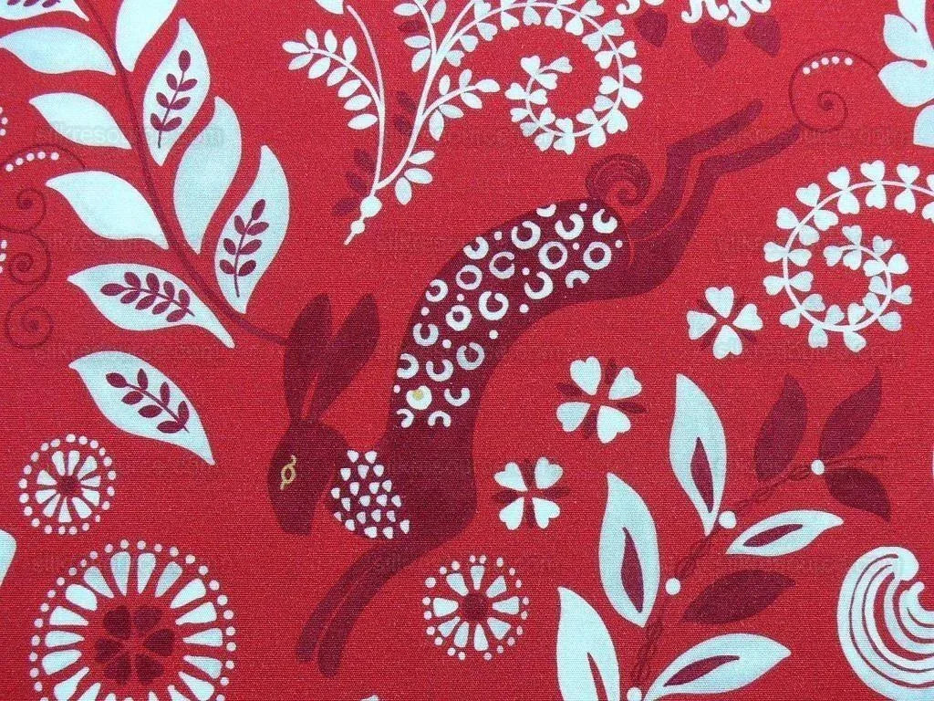 By Yard Scalamandre Into The Woods Deer Hare Sunset Red MSRP USD 204/Y