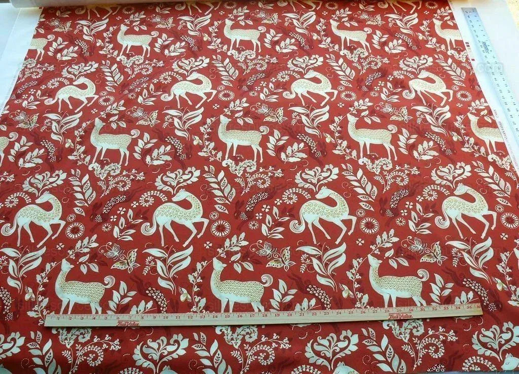 By Yard Scalamandre Into The Woods Deer Hare Sunset Red MSRP USD 204/Y