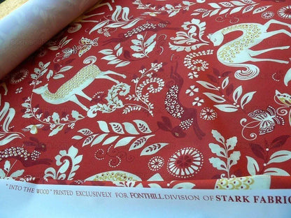 By Yard Scalamandre Into The Woods Deer Hare Sunset Red MSRP USD 204/Y