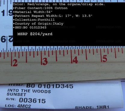 By Yard Scalamandre Into The Woods Deer Hare Sunset Red MSRP USD 204/Y