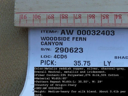 By Yd Scalamandre Woodside Fern Damask Canyon Copper MSRP USD 480/Y