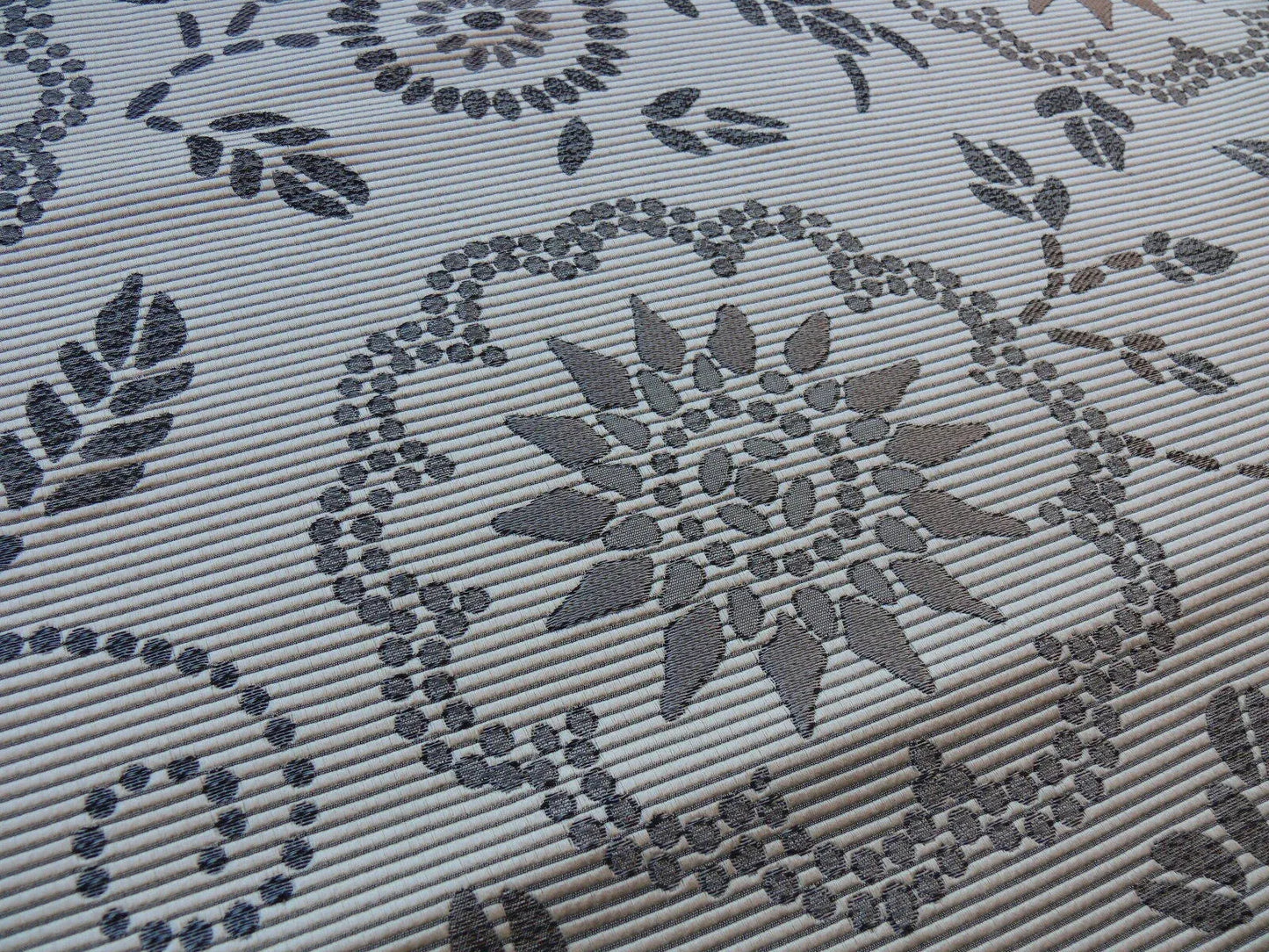 BY YARD SCALAMANDRE KASUMI SILVER CLOUD SILK LAMPAS KIMONO DAISY