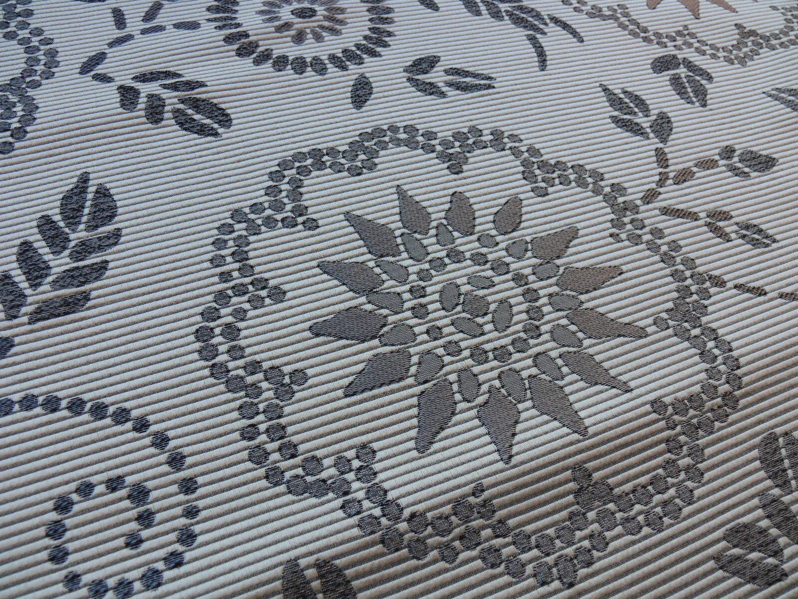 BY YARD SCALAMANDRE KASUMI SILVER CLOUD SILK LAMPAS KIMONO DAISY