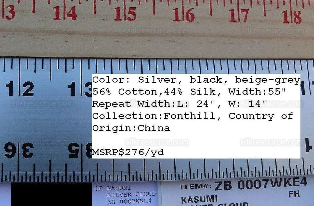 By Yard Scalamandre Kasumi Silver Cloud Silk Lampas Kimono Daisy Flower Art Deco MSRP USD 276/Y