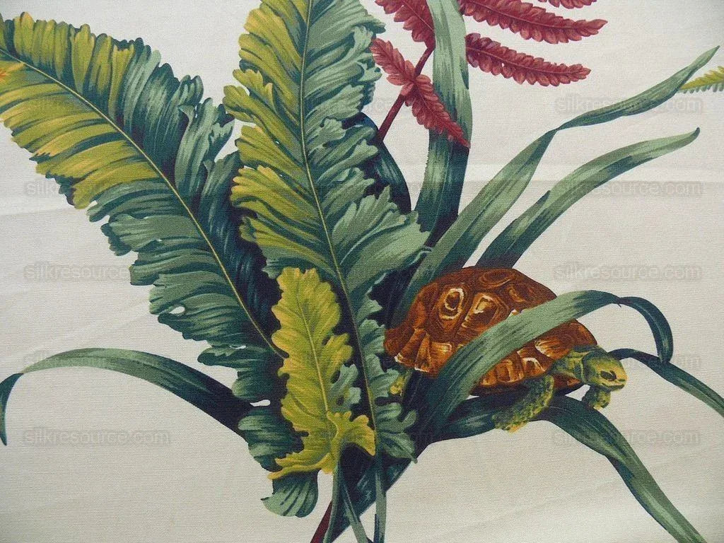 0.75y Scalamandre Felce Cotton Fern *yellow* Turtle Dragonfly Frog Newt MSRP USD 276/Y