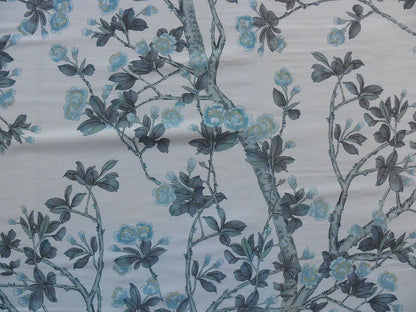 2YD SCALAMANDRE KNOLLWOOD FLOWER TREE BLUE PEWTER SILK MSRP$216Y