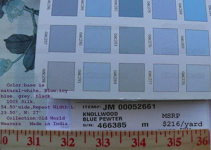 By Yd Scalamandre Knollwood Flower Tree Cherry Blossom Chinoiserie Blue Pewter Silk Print MSRP USD 320/Y