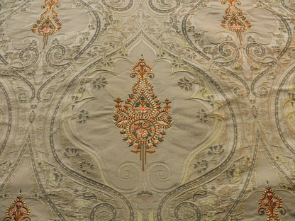 Bty Scalamandre Silk Damask Embroidery Dhara Gold Medallion Exquisite MSRP USD 200+/y