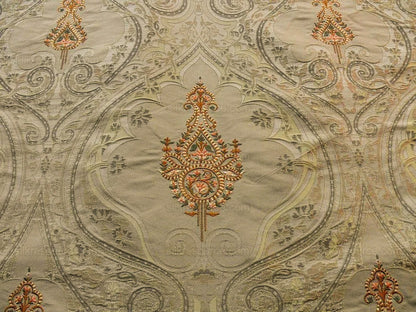 Bty Scalamandre Silk Damask Embroidery Dhara Gold Medallion Exquisite MSRP USD 200+/y