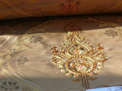 Bty Scalamandre Silk Damask Embroidery Dhara Gold Medallion Exquisite MSRP USD 200+/y