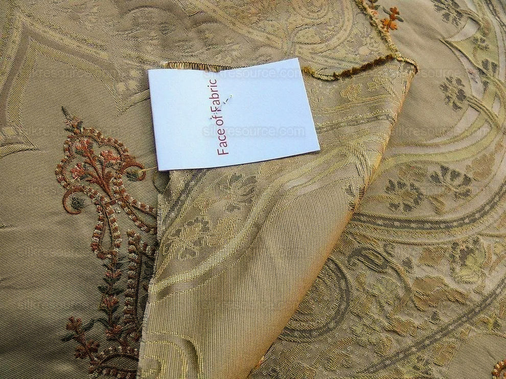 Bty Scalamandre Silk Damask Embroidery Dhara Gold Medallion Exquisite MSRP USD 200+/y