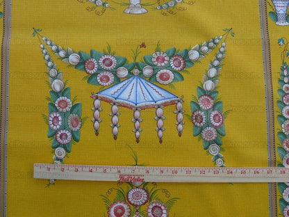 By Yard Scalamandre Bouquet Chinois Grey Watkins Marigold Chinois Yellow Gold Green Flower Stripe MSRP USD 200/Y