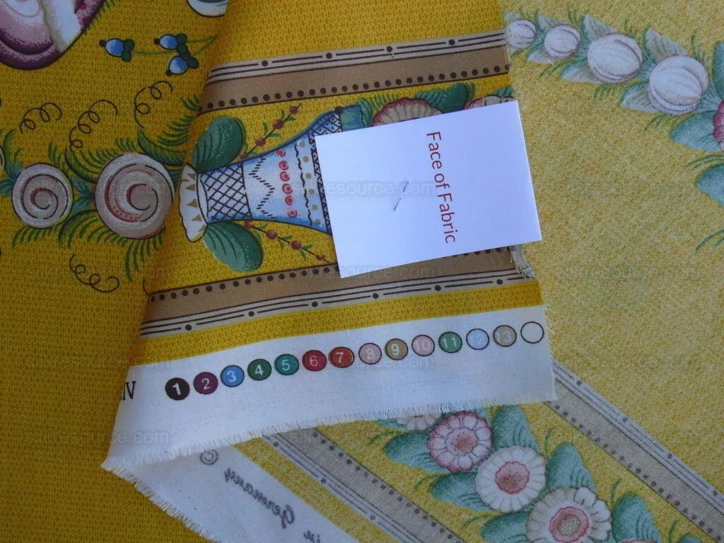 By Yard Scalamandre Bouquet Chinois Grey Watkins Marigold Chinois Yellow Gold Green Flower Stripe MSRP USD 200/Y