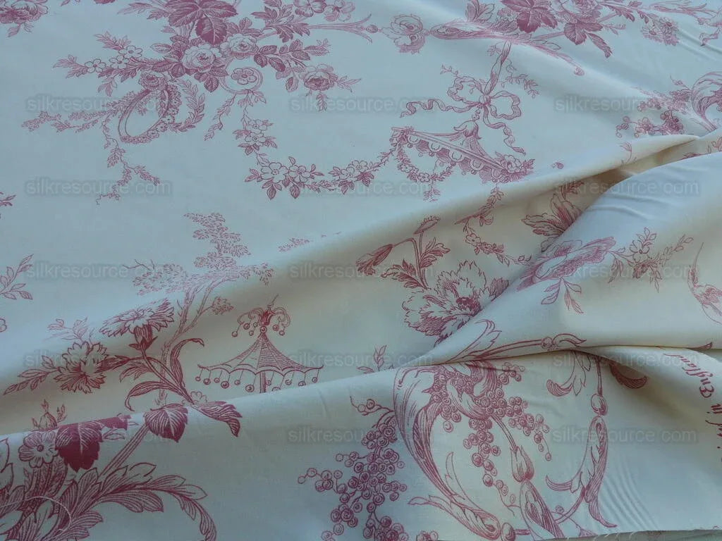 By Yd Scalamandre Charlecote Geranium Red Angels Cotton Toile De Jouy Uk MSRP USD 128/Y