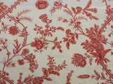 By Yd Scalamandre Grey Watkins Languedoc Autumn Red Cream White Botanic Fern and Thistle Southern France Toile Circa 1790 MSRP USD 364/y