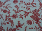 By Yd Scalamandre Grey Watkins Languedoc Autumn Red Cream White Botanic Fern and Thistle Southern France Toile Circa 1790 MSRP USD 364/y