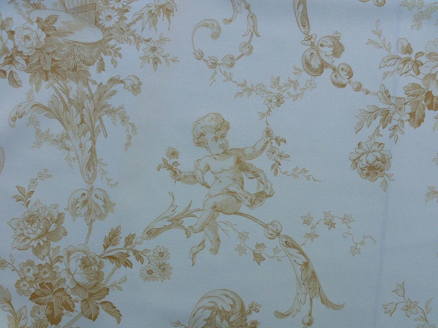 Bty Scalamandre Charlecote Gold White Toile De Jouy Angels UK Country MSRP 128/Y