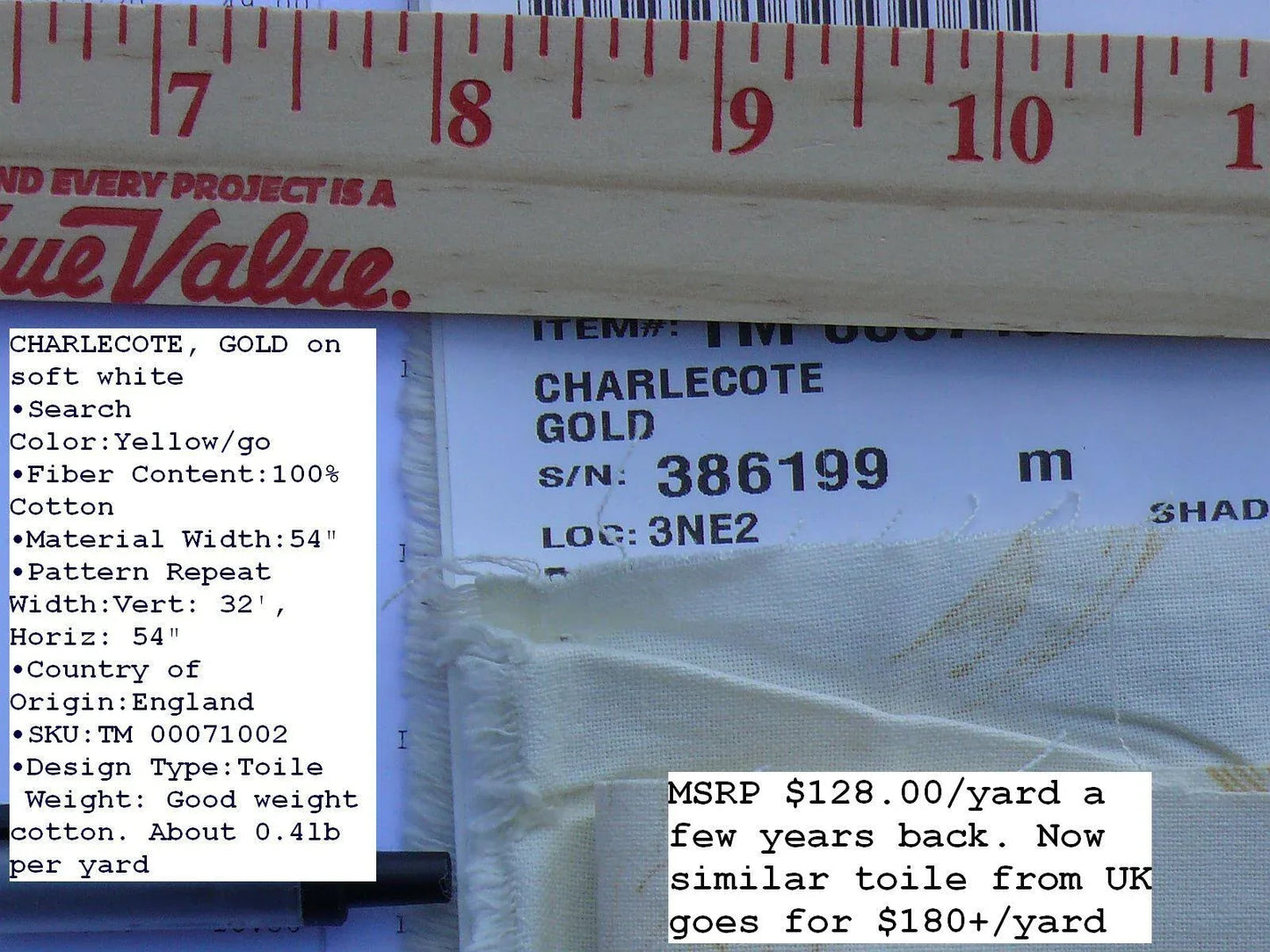 Bty Scalamandre Charlecote Gold White Toile De Jouy Angels UK Country MSRP 128/Y