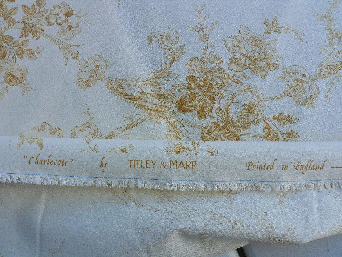 Bty Scalamandre Charlecote Gold White Toile De Jouy Angels UK Country MSRP 128/Y