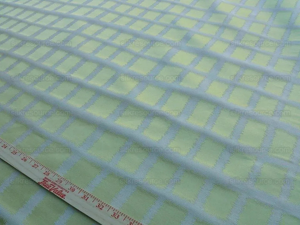 By Yard Scalamandre Fonthill Palladium Lampas Celerie Pale Green Yellow Gold Mid Century MSRP USD 196/Y