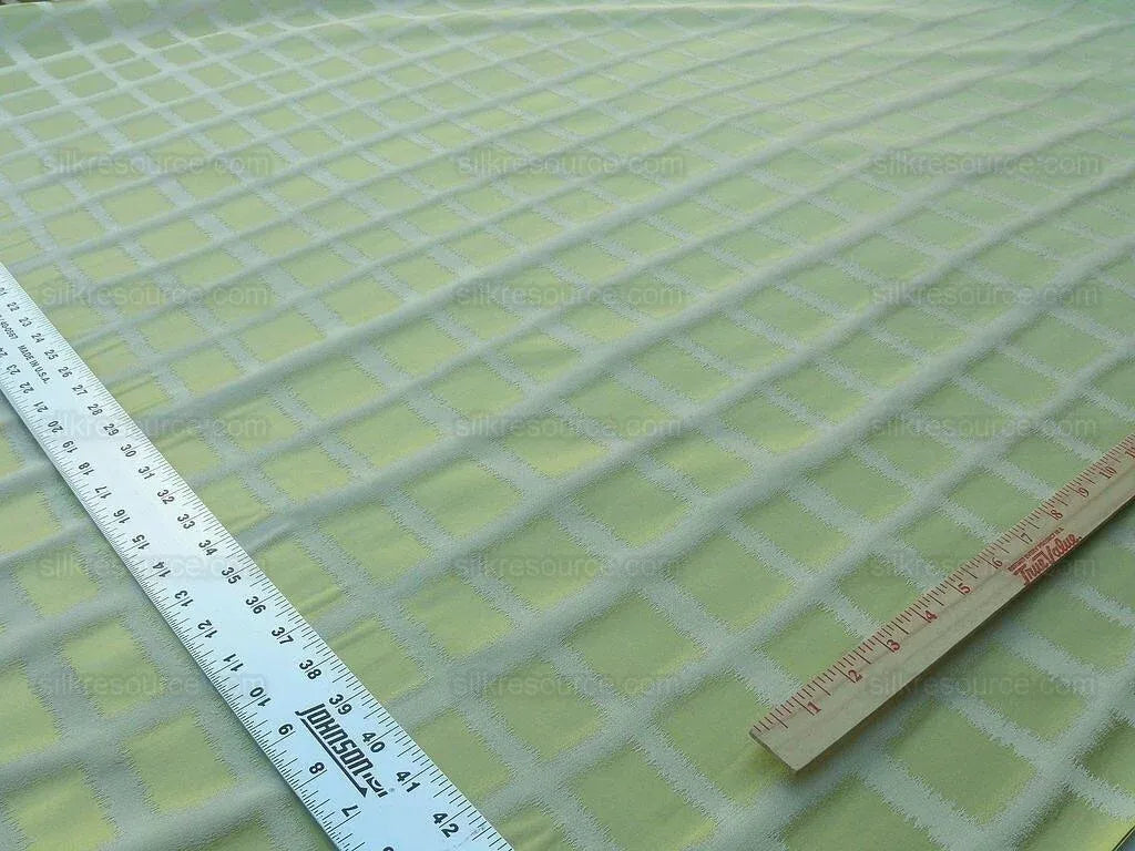 By Yard Scalamandre Fonthill Palladium Lampas Celerie Pale Green Yellow Gold Mid Century MSRP USD 196/Y