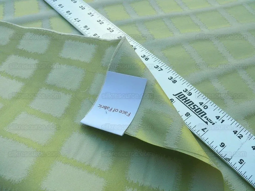 By Yard Scalamandre Fonthill Palladium Lampas Celerie Pale Green Yellow Gold Mid Century MSRP USD 196/Y