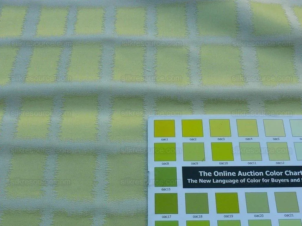 By Yard Scalamandre Fonthill Palladium Lampas Celerie Pale Green Yellow Gold Mid Century MSRP USD 196/Y